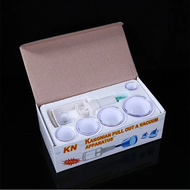 KN6 Cans Foam Pack Household Vacuum Cupping Set Hand Pump Suction Type Professional Massage Cupping Tools For Body Pain Relief