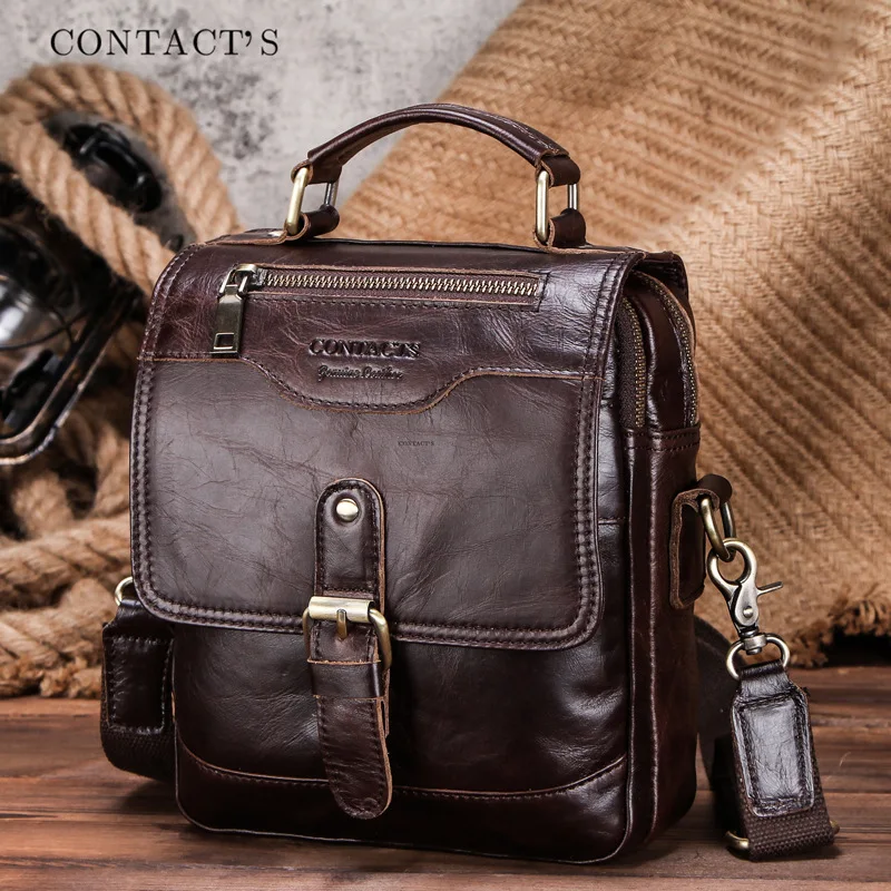 Men\'s Crossbody Bag Genuine Leather Small Shoulder Sling Bag Messenger Multifunctional FashionTote Bag Handbag for Men