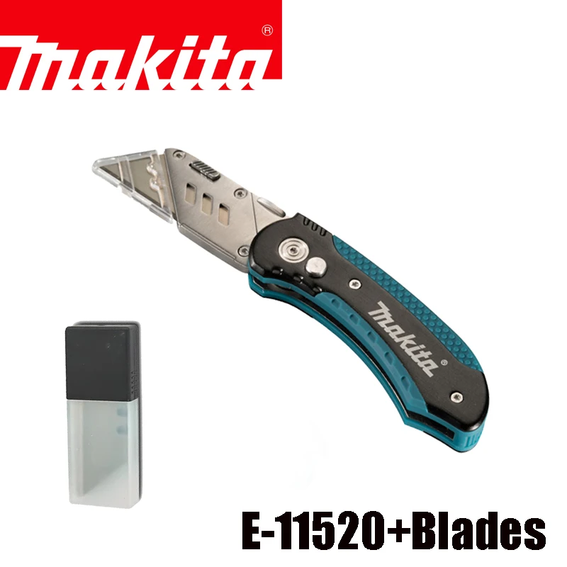 MAKITA Retractable Utility Knife Quick Change Folding with Safety Lock Comfortable Rubber Handle Blades Hand Tool Combination