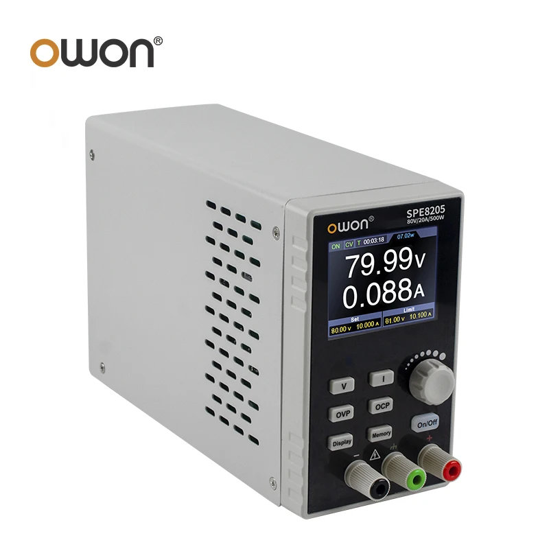 OWON SPE8205 SPE8105 Programmable DC Power Supply, 80V 10/20A 500W Portable Laboratory Power Supply List Waveform Editing Output