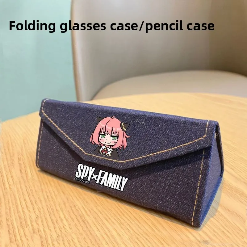 Пенал-косметичка SPY FAMILY Anya Forger, аниме, мультяшный, милый, с очками, кавайный, 2D, для студентов, треугольный, 3D, складной, для хранения канцелярии, подарок