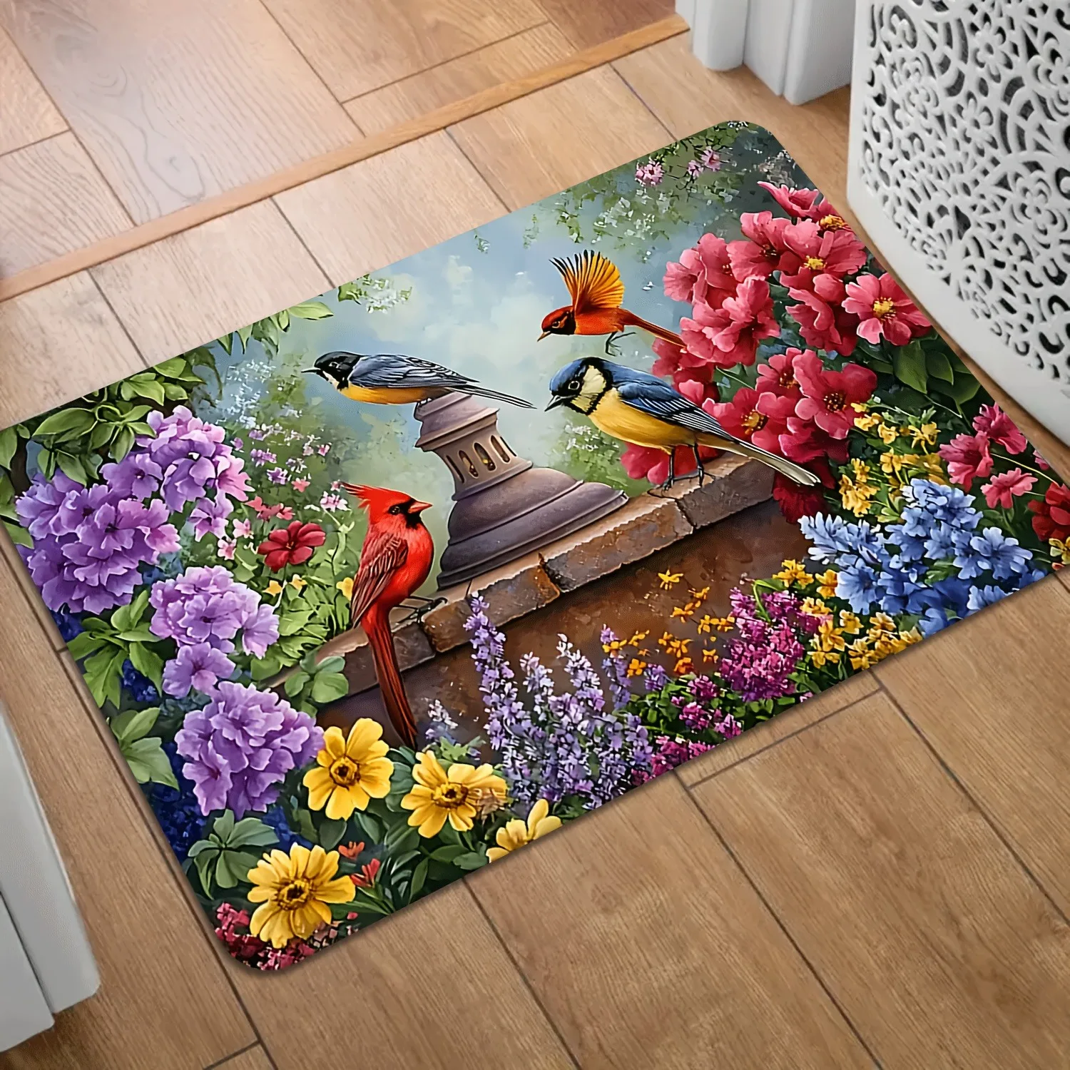 

1PC Flower Pattern Kitchen Rugs Non-Slip Door Mats Pop design Bathroom Rug Bath Mat Carpet for Home Sink Laundry Decor