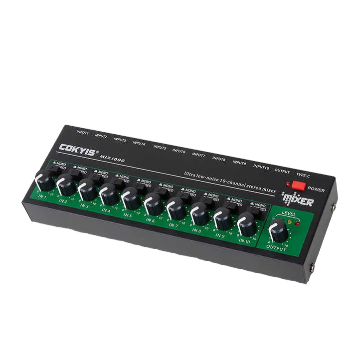 MIX1000 Professional 10 Channel Sound Mixer 20Hz-20kHz Frequency Response 6 Devices Supported Sound Sound Card Audio