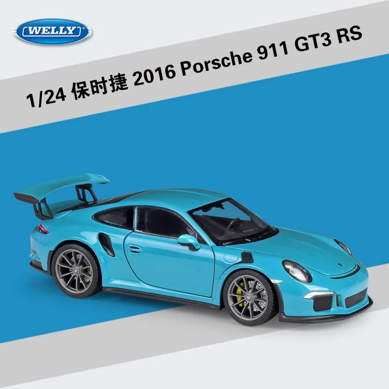 Welly 1:24 2016 Porsche 911 GT3 RS Diecast alloy samochód sportowy zabawki modele dla z kierownicy sterowania na prezent dla dzieci B59