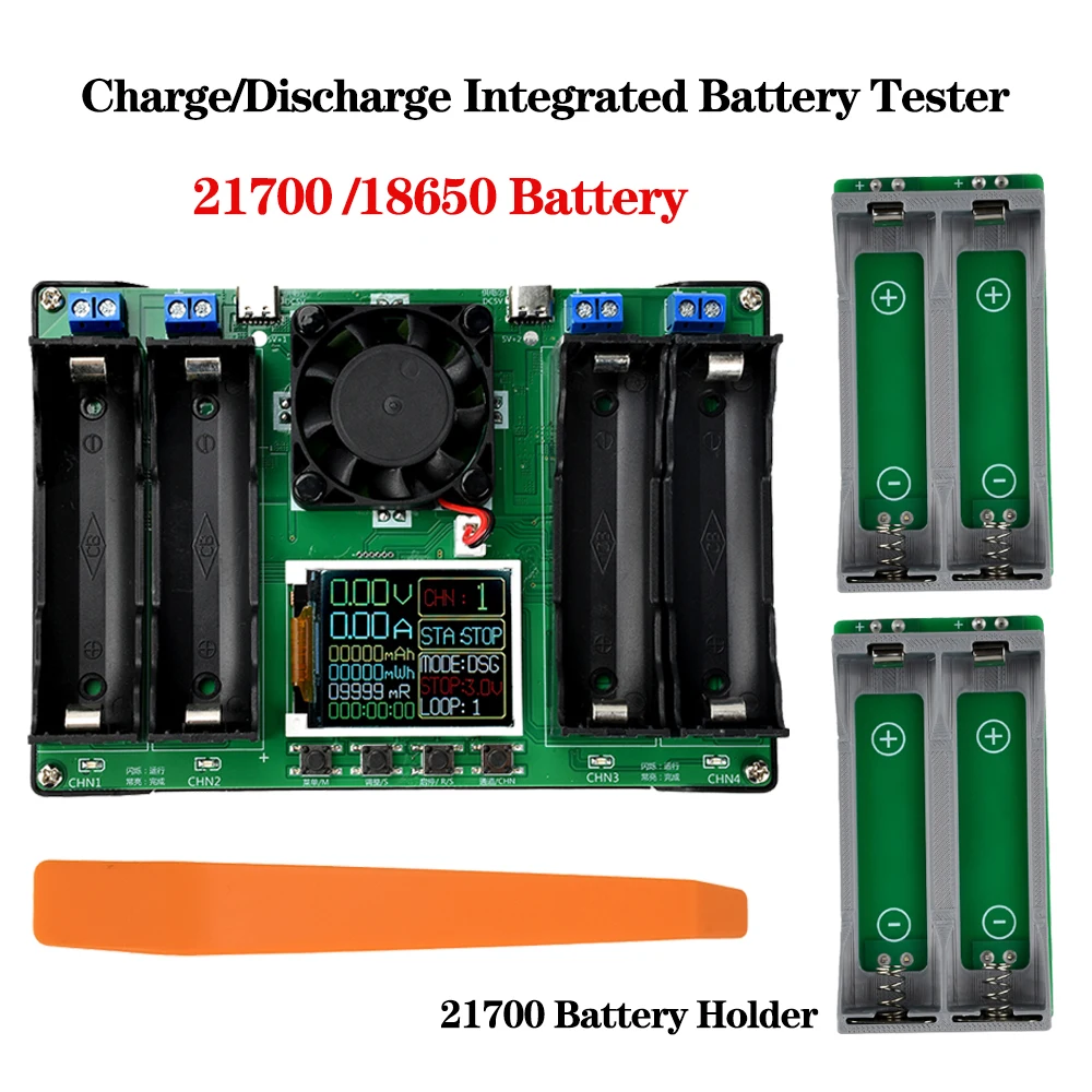 4-Channel Battery Capacity Tester 18650/21700 Charge/Discharge Lithium Digital Battery Detection Module Battery Testing