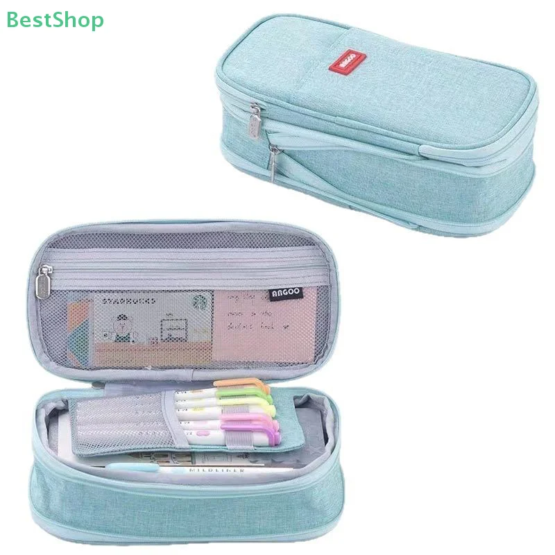 ★★★Canvas Stationery Pencil Case Large Capacity Pen Bag Student Office Stationery Supplies