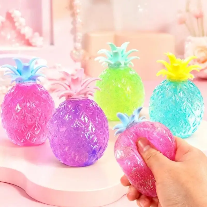 1Pcs Pineapple Stress Relief Ball Water Feeling Sensory Toys Water Beads Squeeze Fidget Toy Anti Anxiety Soft Squeeze Toys