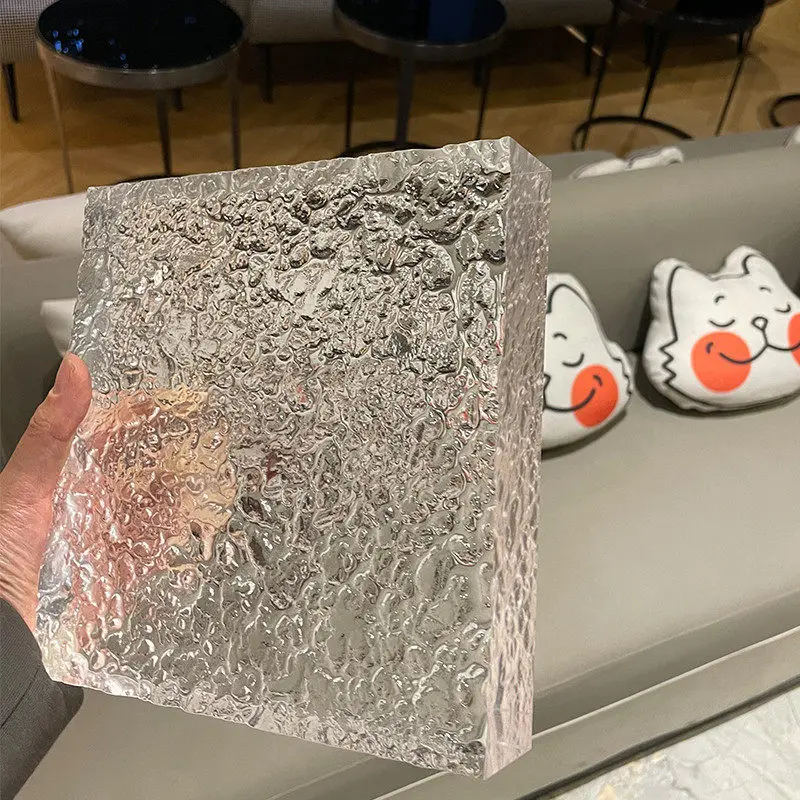 Transparent thickened acrylic plate pad glass partition brick custom crystal stone pattern brick table legs screen wall