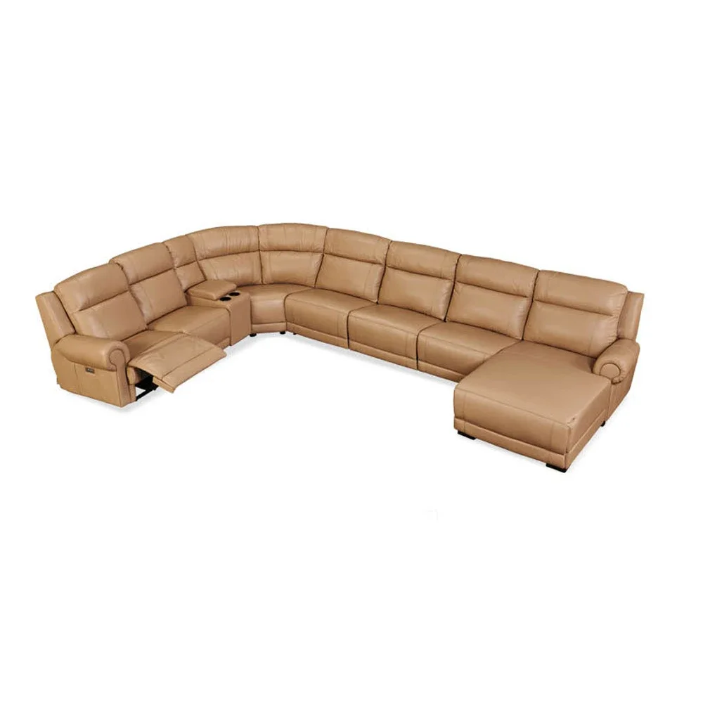 

Linlalim Luxury Genuine Leather Power Recliner Sofa Set, L Shape Electric Reclining Couch with Nailhead Trim, Home Theater Seat