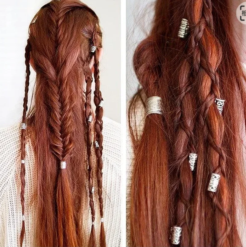 5 Pcs Silver Metal Hair Braid Dread Dreadlock Beard Beads Rings Tube Approx 6mm Hole for Hair Styling Accessories