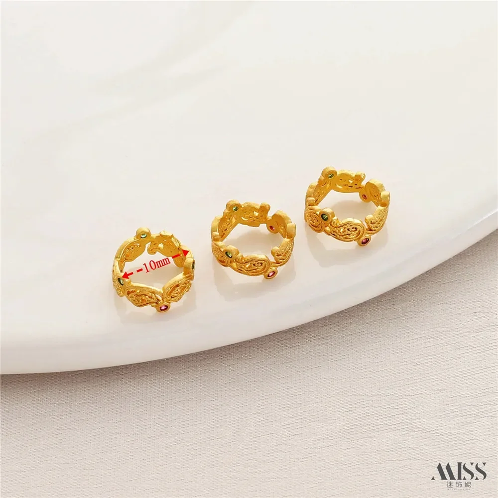 Matte Gold 18K Color Four-sided Peach Blossom Butterfly Bead Spacer Zakiram Wing Over Coil Running Ring DIY Jewelry Accessories