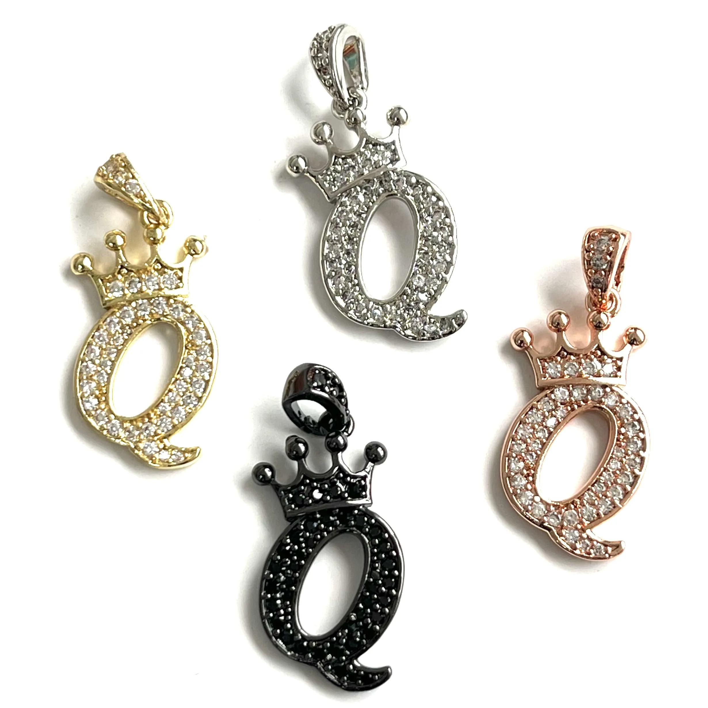 5pcs Zircon Pave Metal Queen Charm DIY Gift for Women Jewelry Making
