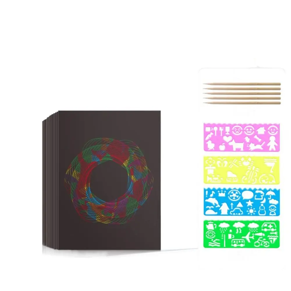 Rainbow Scratch Art Paper Card Set Colorful Educational Scratch Card Kit Scraping Painting Note Doodle DIY Drawing Board DIY