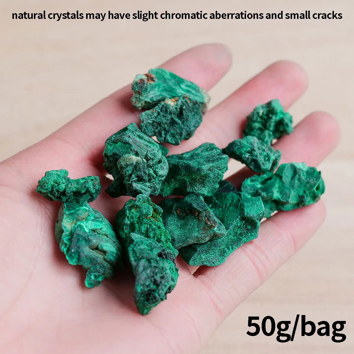 50g/bag Natural Crystal Malachite Original Stone Ornamental Stone Geological Popular Science Specimen Collection Ornament