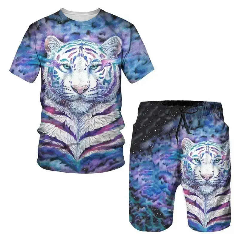 

Men's T-Shirts Summer Cool Animal White Tiger Pattern 3D Print Tops Tees Women Streetwear Fashion Oversized T Shirt Men Clothing