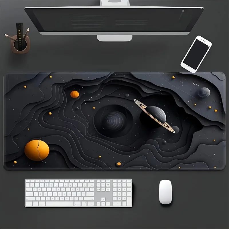 Galaxy Space Planet Paper Cutout XXL Extended Gaming Mouse Pad Durable Non-Slip Rubber Desk Mat for Office