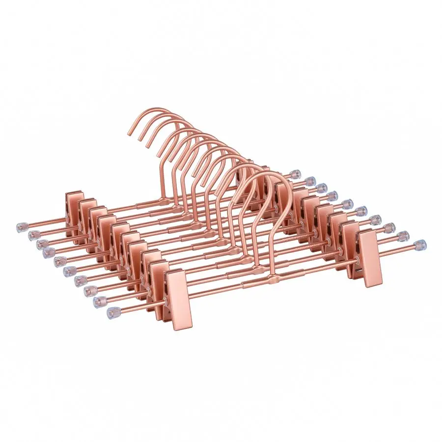 

Hangers 11.8 Space Saving Rose Gold Clothes Skirts Hanger 20 Pack Adjustable Clips for Jeans Trousers Display Closet Storage Sca
