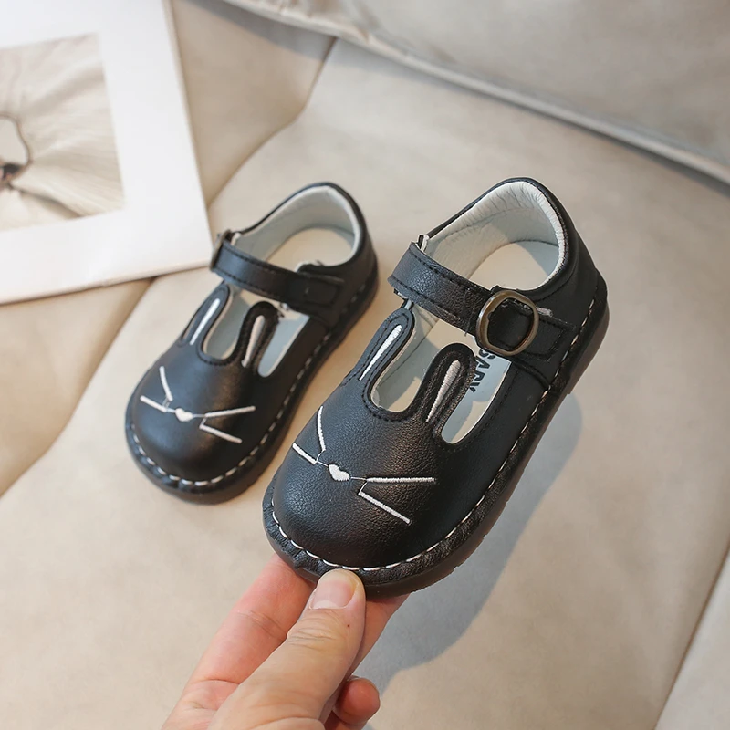 Mode Kinder Lederschuhe beige runder Kopf Hase Leder Jungen Mädchen Freizeit schuhe 0-7 Jahre alt weiches Kind Baby Einzels chuhe