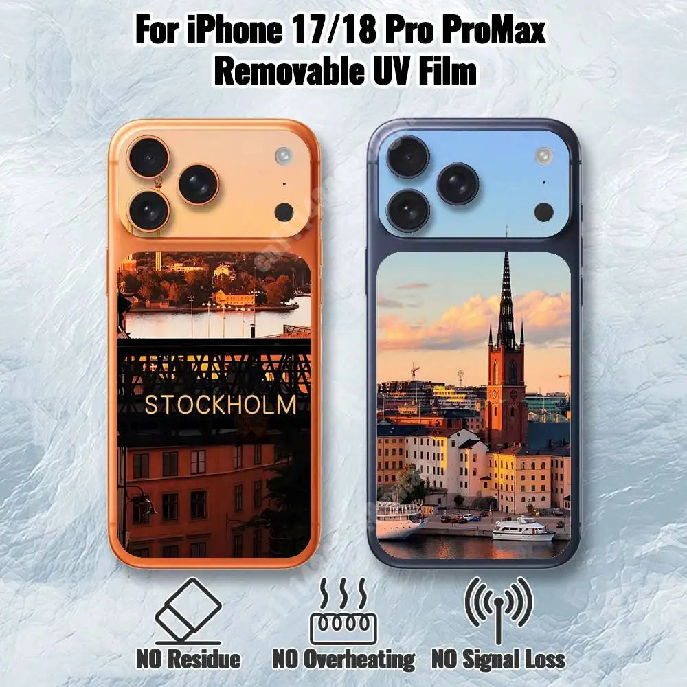 Sweden Stockholm Landmark Scenery Removable UV Film for iPhone 17 Pro 18 ProMax Protective Sticker