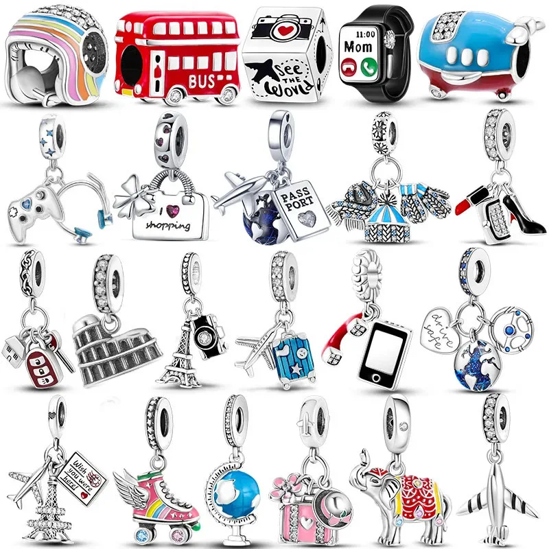 Charms Plata de ley 925 Silver Travel Dangle Charm Eiffel Tower Beads fit Charms Bracelet Original Jewelry