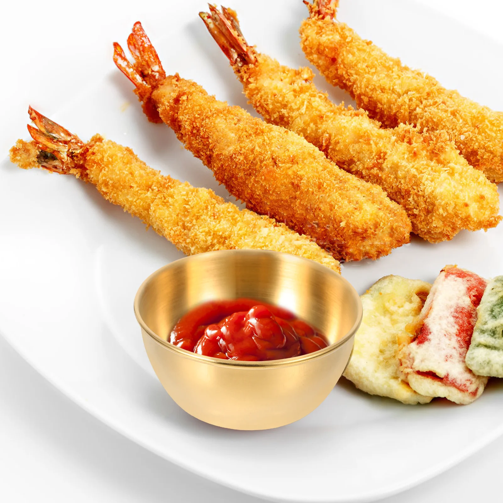 

5 Pcs Cracker Serving Tray Saucers Plates Trays for Food Snack Dip Bowl Steel Dish Golden Dipping Dishes