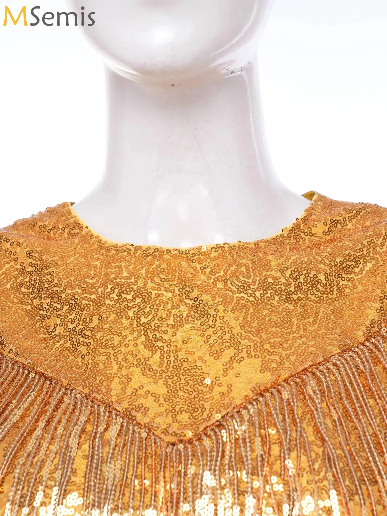 

Women Metallic 70s Disco Dance Jazz Costume Sequins Sleeveless Tassels Top Nightclub Tank Top Nightclub Rave Party Clothes