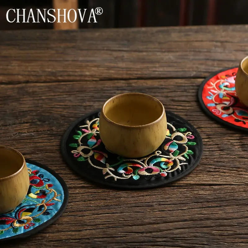 

Traditional Chinese Placemats for Table, Embroidery Craft, Tea Coaster, Fiber Cloth, Table Mat, Kitchen Accessories, T025