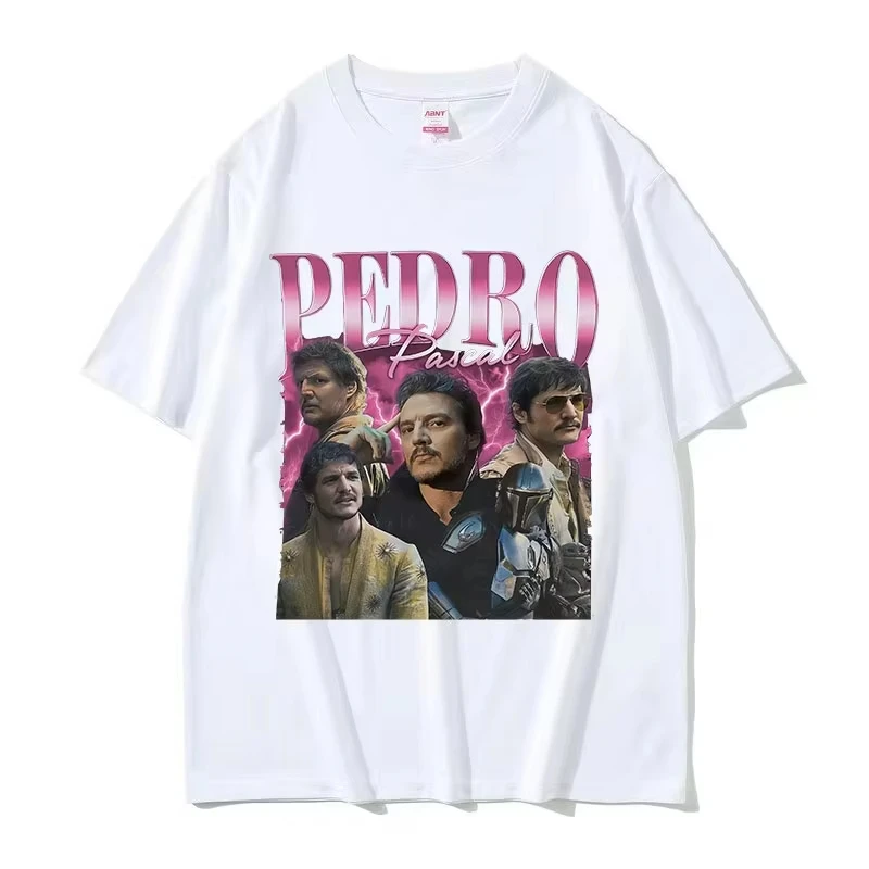 

Винтажная футболка с изображением Педро Паскаля, мужская и женская модная футболка в стиле Харадзюку, модные футболки с короткими рукавами, хлопковая футболка высокого качества, топы
