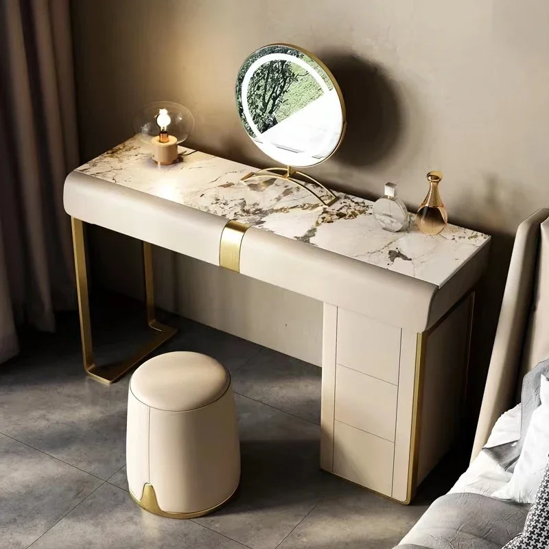 

Modern Drawers Vanity Table Stool Desings Luxury Makeup Vanity Table Storage Lights Tocador Maquillaje Furniture For Bedroom