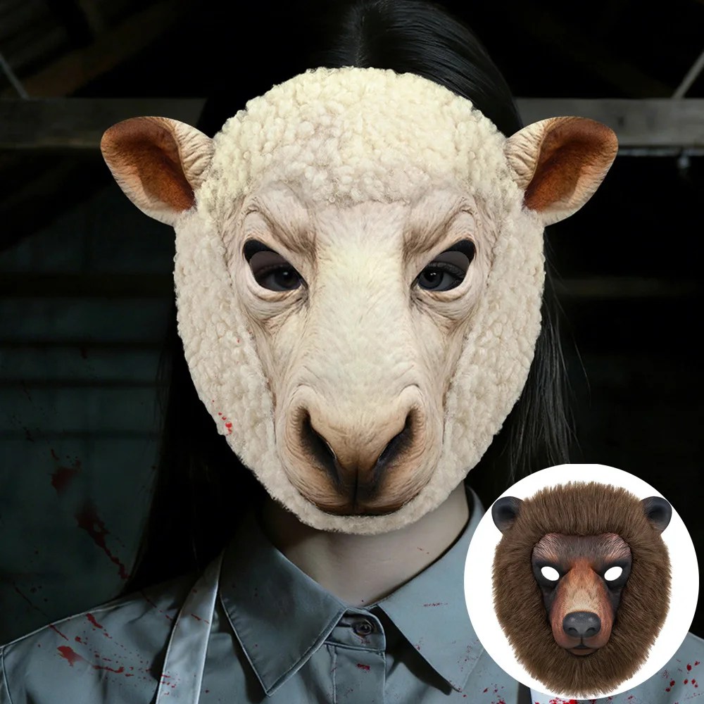 

Animal Sheep Brown Bear Mask Cosplay Cute Goat Bear Eva Masks Halloween Carnival Dress Up Party Costume Props