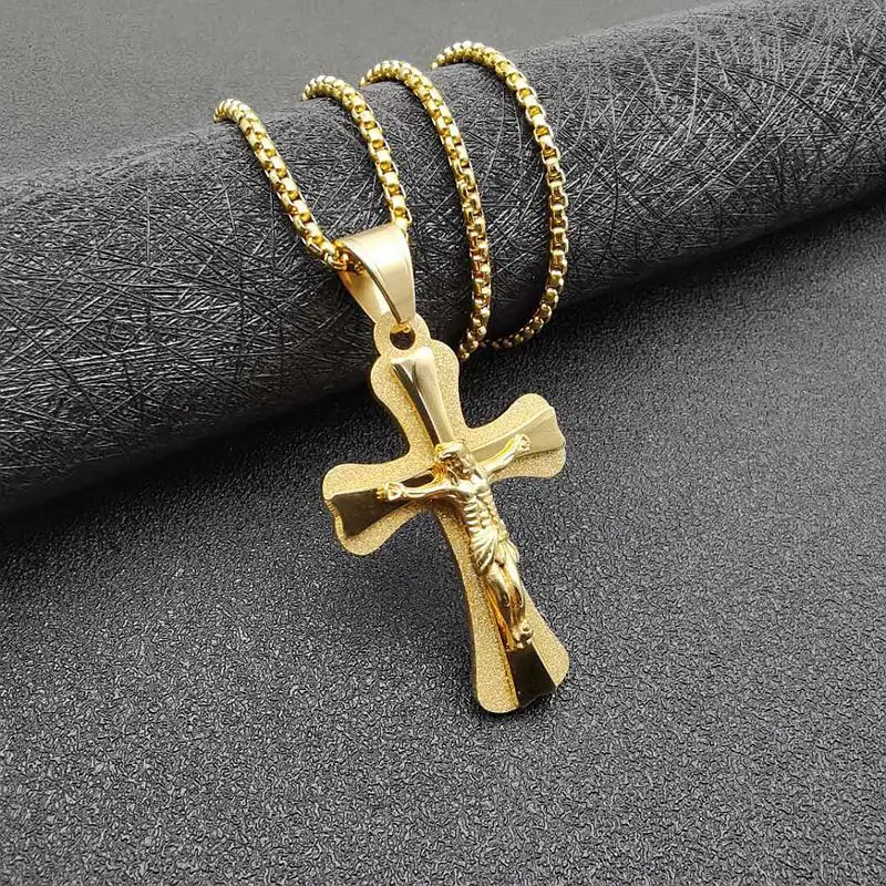 European and American Cross-Border New Hip-Hop Hiphop Jewelry Stainless Steel Color-Preserving Vacuum Gold-Plated Pendant Necklace