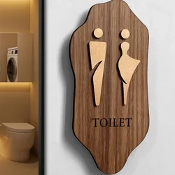 Wood Signage Men's and Women's Restroom Signage Door Sign Public Bathroom Instruction Sign Upscale Hotel WC Toilet Wall Sticker
