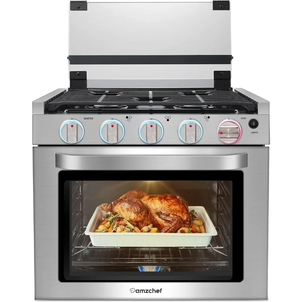 

17-дюймовая газовая плита для автофургонов, газовая печь для использования на колесах с 3 конфорками, 1,24 куб. фута. Емкость газовой духовки с открытым пламенем