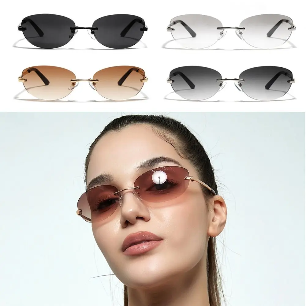 

Eyewear Rimless Shades Sun Glasses Y2K Sunglasses Wrap Around 2000'S Punk Sunglasses