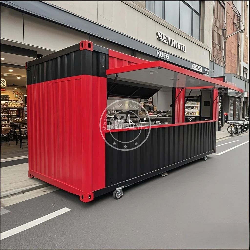 Kedai Kopi Kontainer Prefab 20FT Harga Rendah Custom Made Kontainer Mewah Restoran dan Bar Standar USA