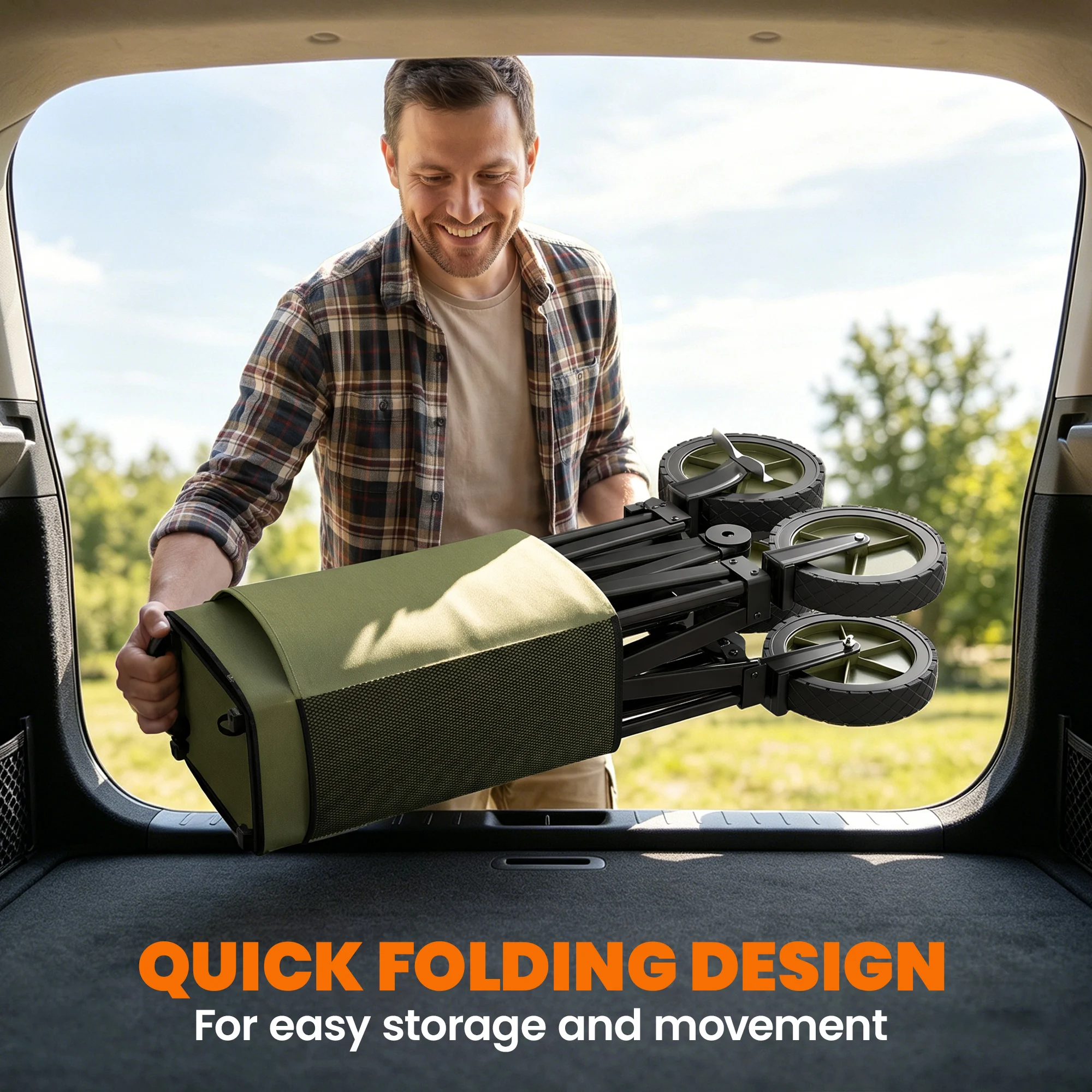 Folding Garden Trolley Collapsible Camping Trolley Steel with Folding Board