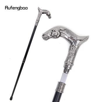 Paardenhoofd Dierenwandelstok met verborgen plaat Zelfverdediging Mode Rietplaat Cosplay Crosier Stick 93cm