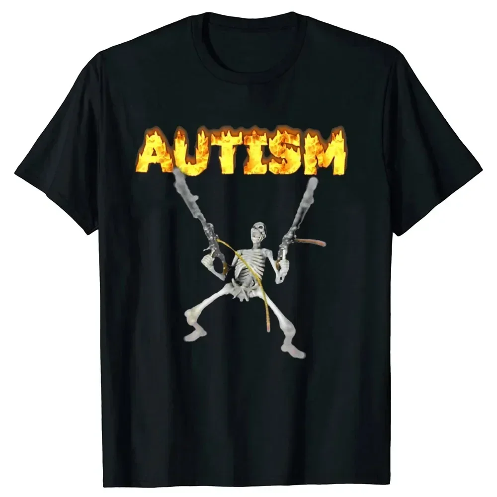 Retro Autism Skeleton Funny Men Women T-Shirt Neurodivergent Autism Awareness Support Graphic Tee Halloween Gifts Men Clothes