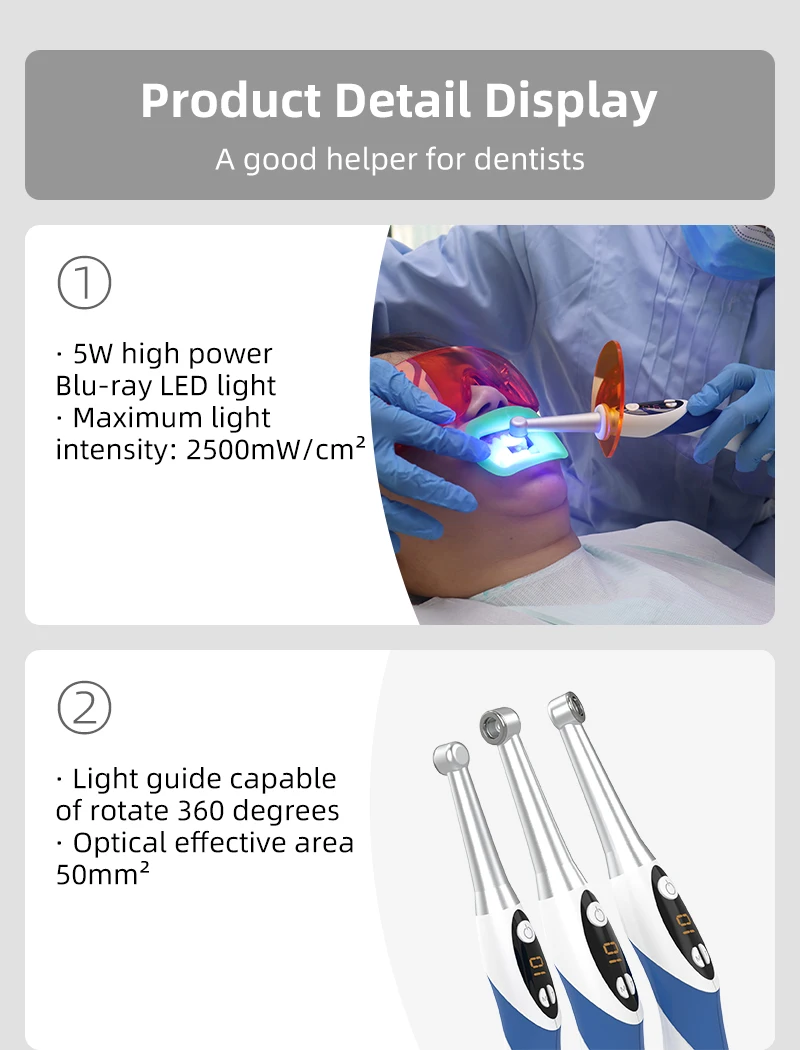 VVDental Kabellose LED-Aushärtelampe 2500mW/cm² 1 Sekunde Photopolymerisationslampe Harzaushärtung Kieferorthopädie Dentalinstrumente – Detail 4