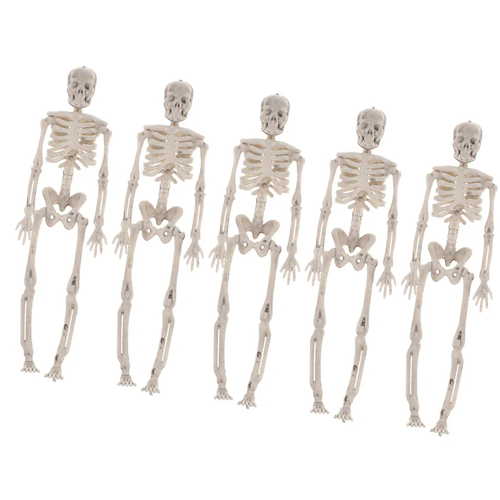 

5pcs Scary Decorations Halloween Bone Models Simulated Human Frame Movable Joints Horror Theme Party Haunted House Prop