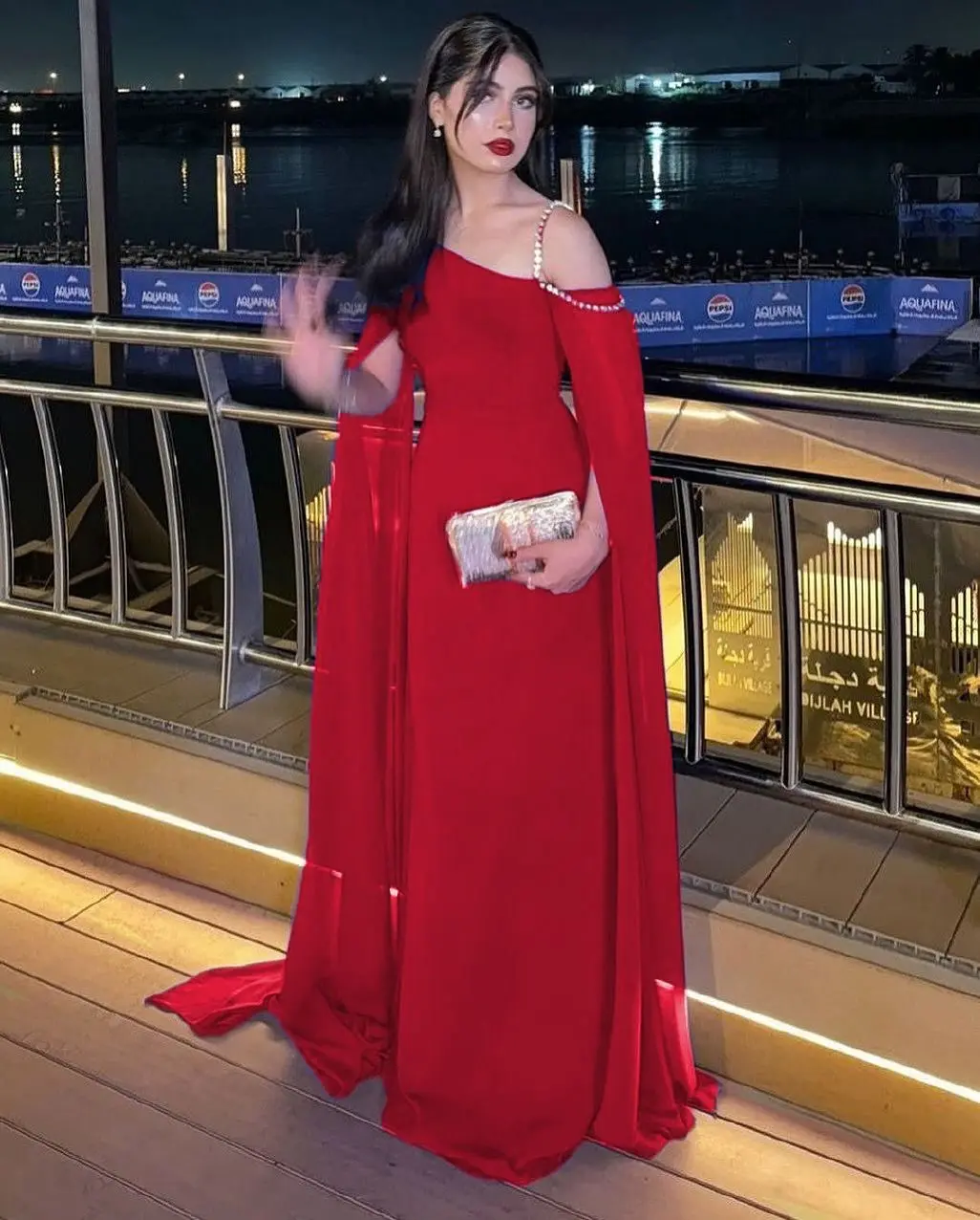 

Adeli Saudi Elegant Chiffon Prom Gown Women Red Beaded Party Evening Dress Floor Length Formal Occasion Dresses 2025 customized