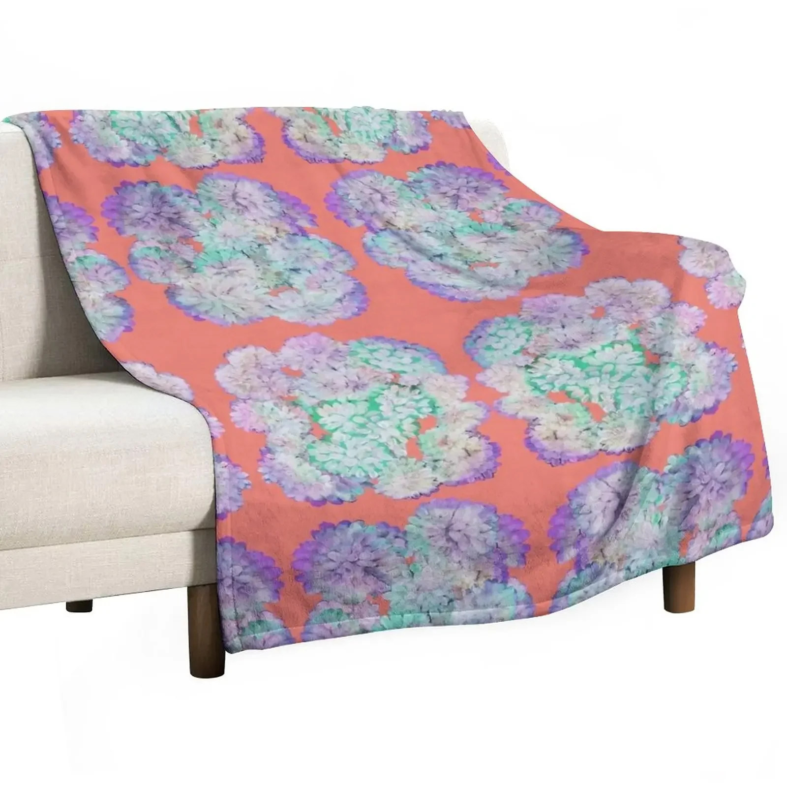 

Blooming Flower Painting-Coral Throw Blanket Decorative Throw manga Camping Beautifuls Blankets