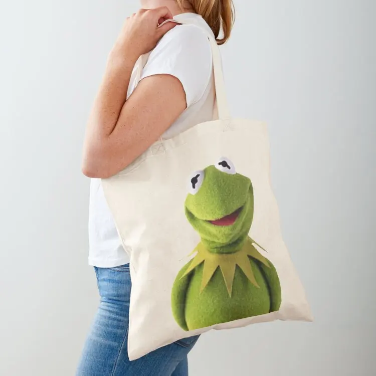 

Happy Kermit Tote Bag Lady bag reusable shopping bags Handbags shopper bag women canvas