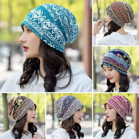 Fashion Cotton Polyester Turban Sun-Resistant Breathable Hijab Cap Soft Baotou Hat for Women product image