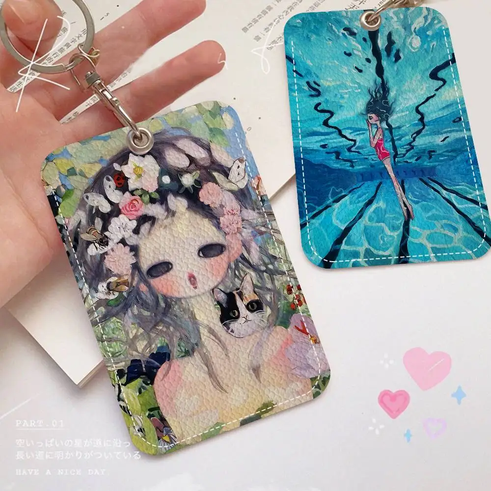 

Aya Takano Cartoon Artwork Anime Keychain Card Holders Keyring Bank Bus ID Credit Cards Key Ring Chains