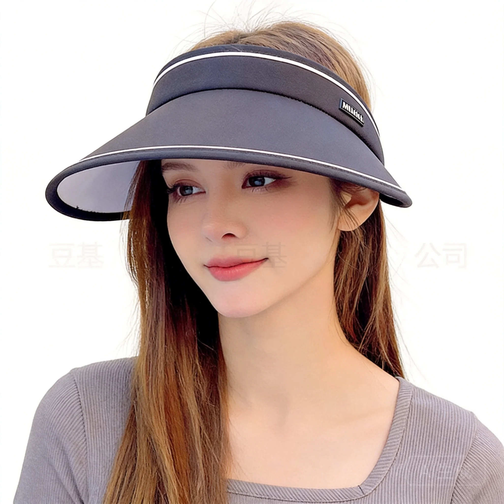 100% Cotton Womens Wide Brim Uv Protection Empty Top Sun Hat Summer Outdoor Cycling All Match Face Cover Visor Cap Four Colors