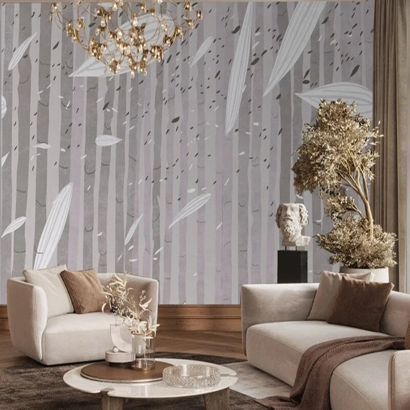 

MU9224 Original light grey bamboo shadow texture picture for TV bedroom home decoration background wall paper