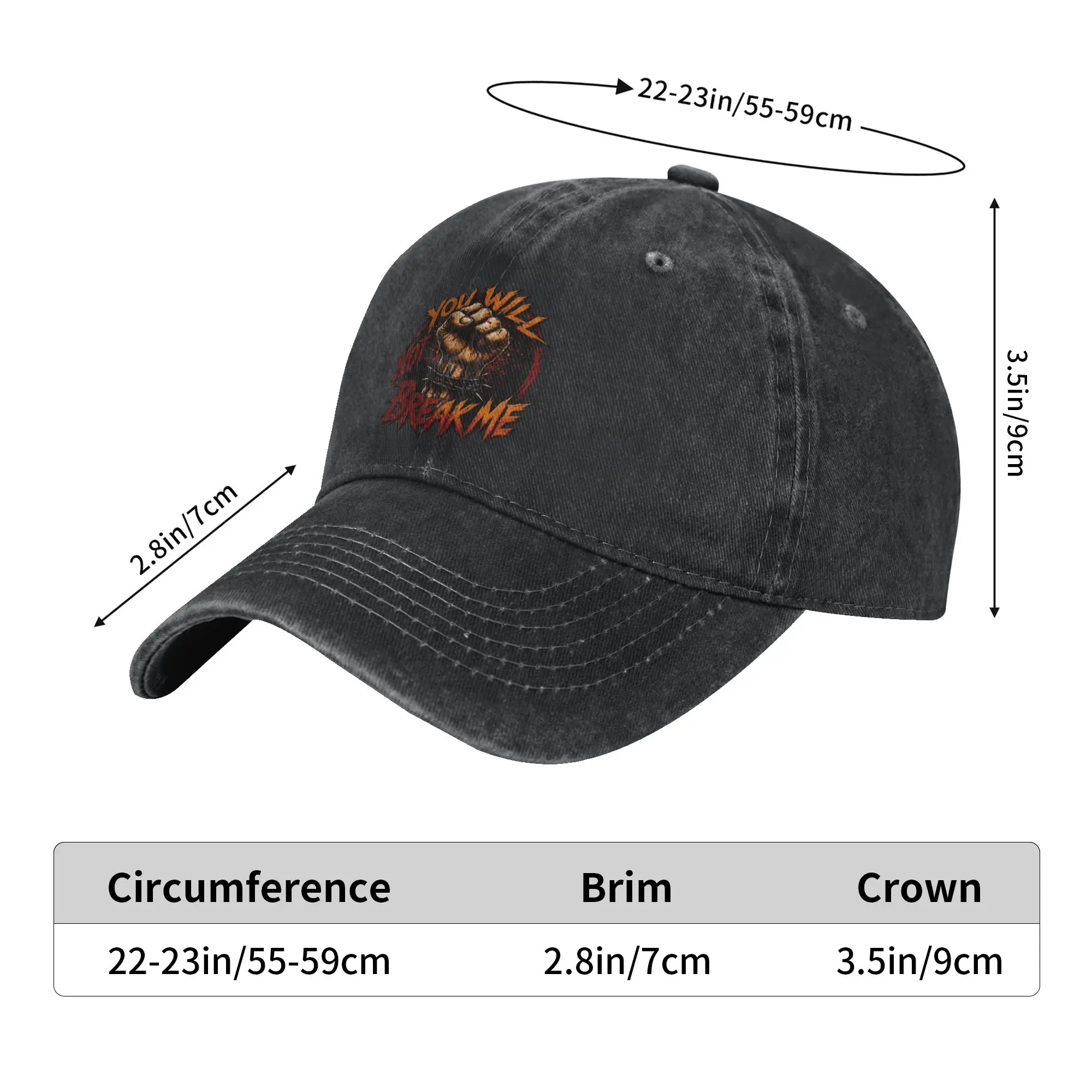You Will Not Break Me Dungeon Survivor Baseball Cap Sun  Kpop Rock Adjustable Washed Hip Hop Hats Couple Design Baseball Caps
