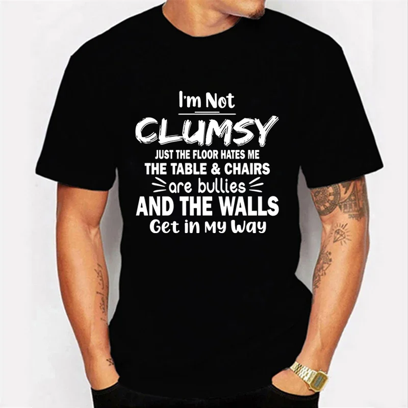 I'm Not Clumsy Shirts for Men Just The Floor Hates Me Luminous T-shirts Funny Jokes Sarcastic Tshirt Oversize T Shirt  Harajuku