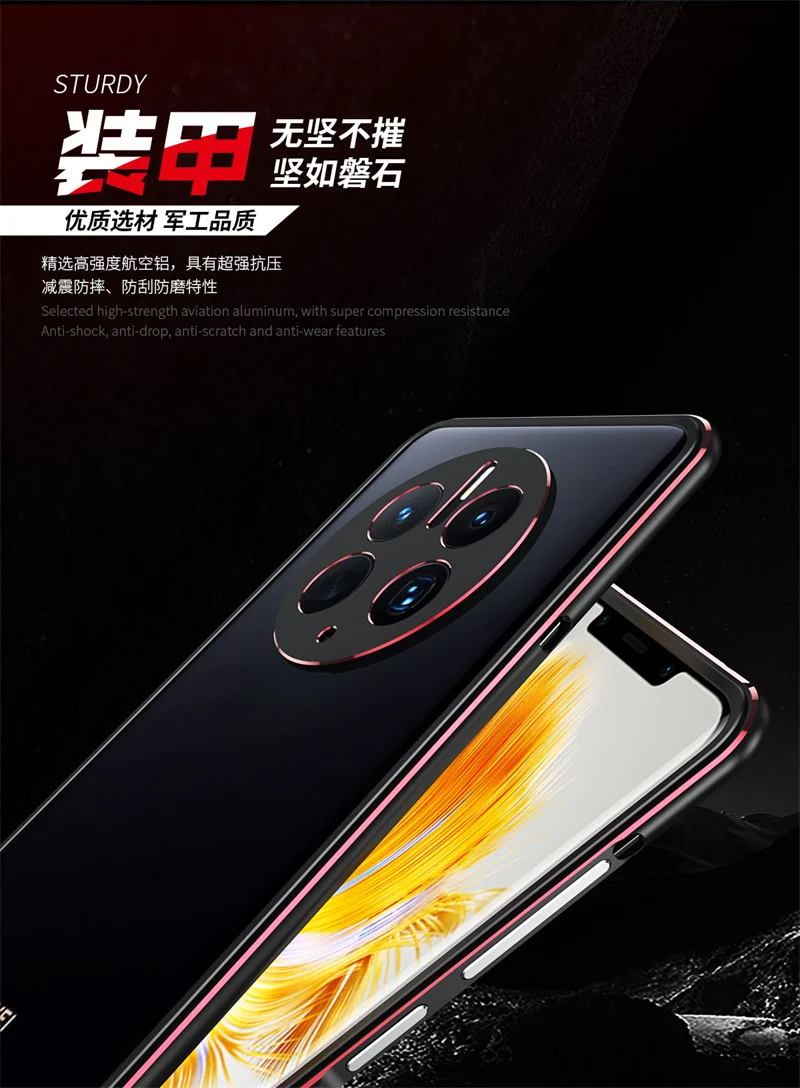 Huawei Mate 50 CET LX9 Bumper Ultra Thin Aluminum Metal Bumper Cover Case for Huawei Mate50 Pro with Metal Camera Lens Protector
